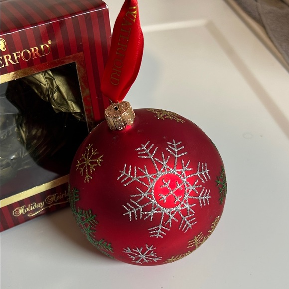 Waterford Festive Red Ornament with Snowflake Design - Picture 2 of 2
